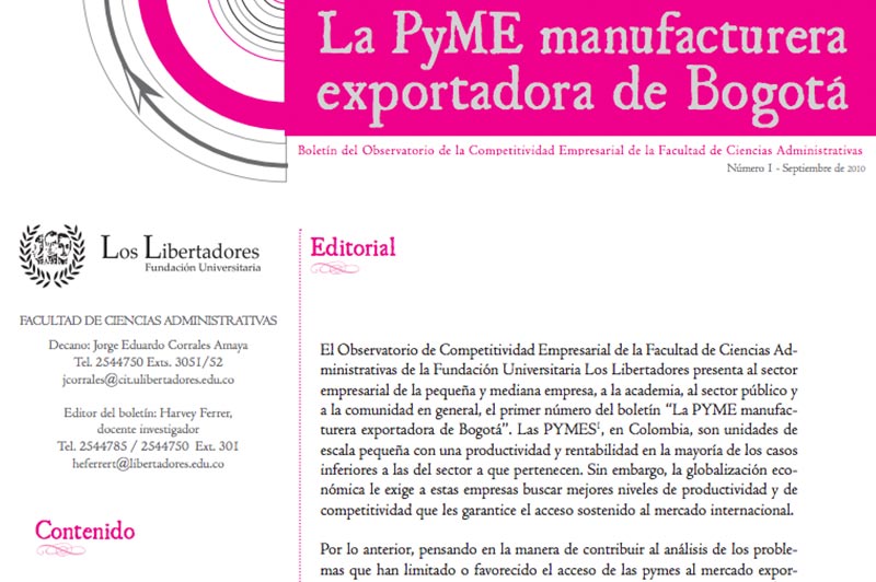 2° Edición de La Pyme Manufacturera Exportadora de Bogotá