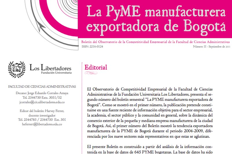 1° Edición de La Pyme Manufacturera Exportadora de Bogotá