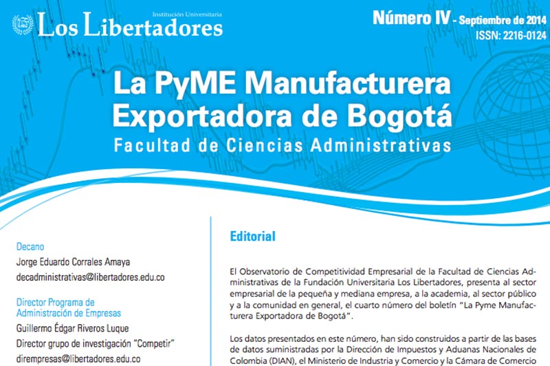 4° Edición de La Pyme Manufacturera Exportadora de Bogotá